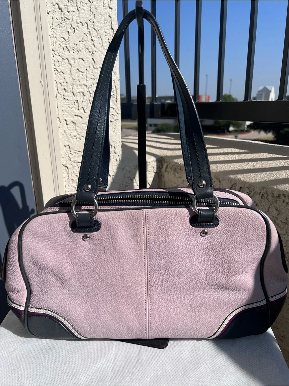 Coach Laura Spectator Pebbled Leather Satchel